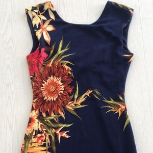 Dress Blue with flowers left side Size S